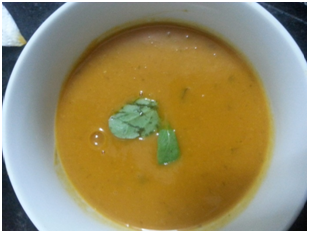 The finished sweet potato soup
